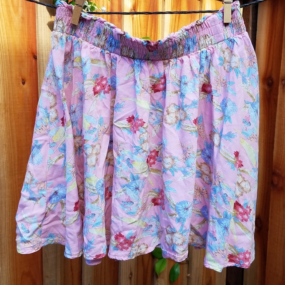 Pink floral skirt